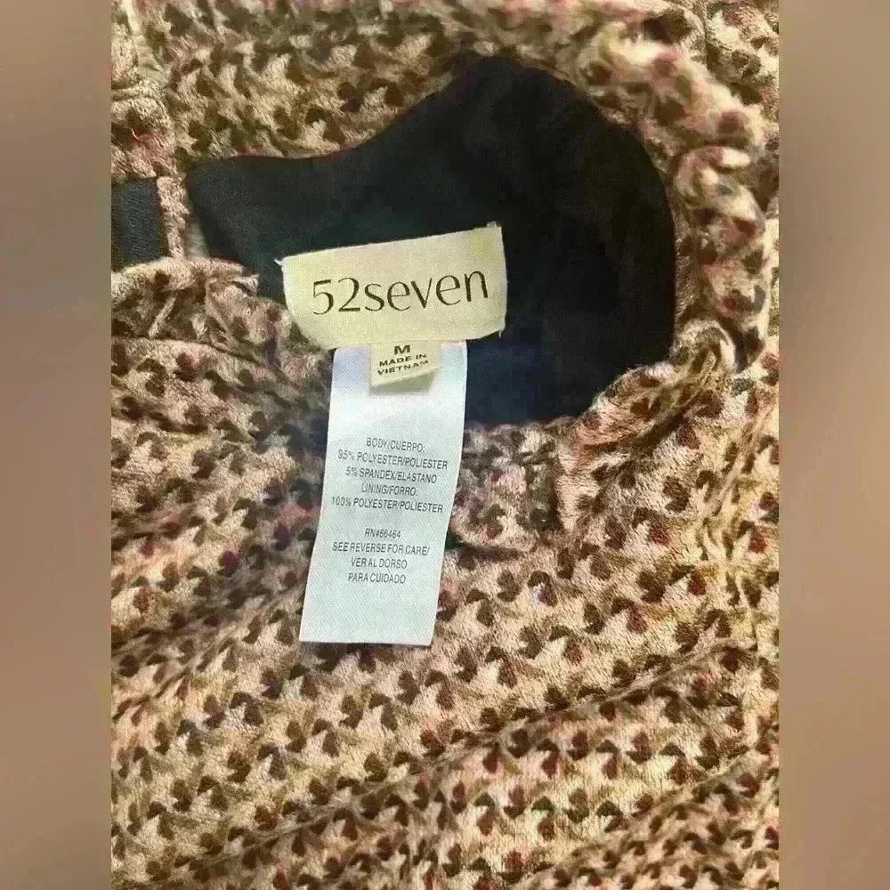 52seven Hacci Drop Waist Mock Neck Dress Sz M Brown multicolor - Picture 13 of 14